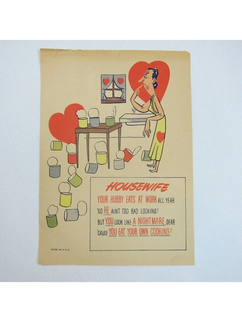 Vintage Vinegar Valentine Housewife Penny Dreadful Sarcasm Insult Poem Ephemera